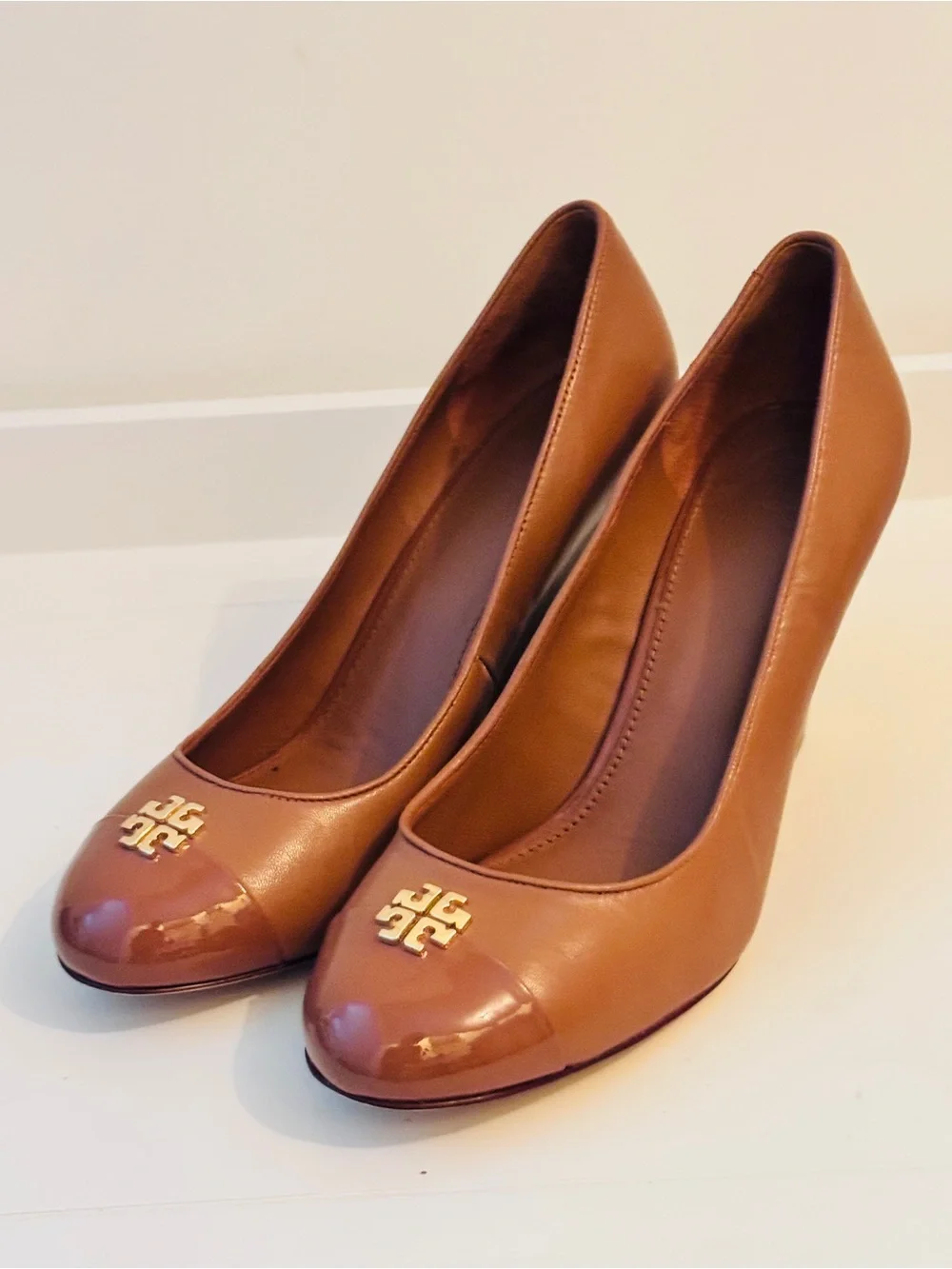 Women's Tan Leather Wedge Pumps - Classic Everyday Heel